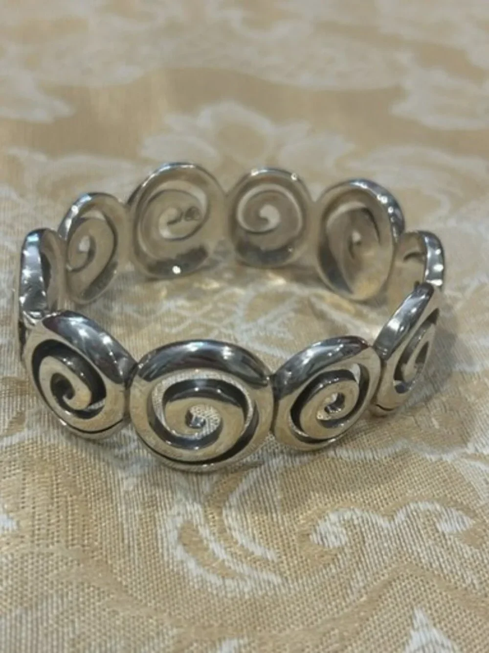 BRIGHTON “VERTIGO” Silver Swirl Hinged BRACELET